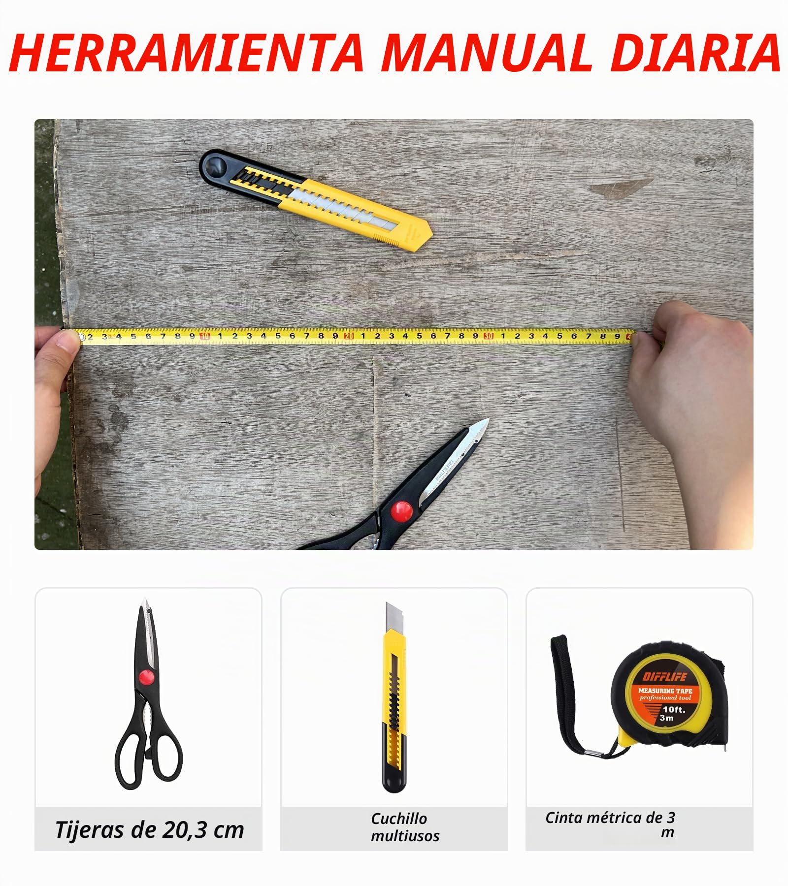 Juego de herramientas de 40 piezas - Kit de herramientas manuales para el hogar con caja de herramientas de plástico