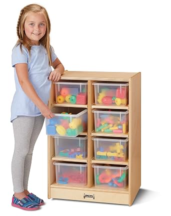 Jonti-Craft 06060JC 8 Cubbie-Tray Mobile Unit with Clear Bins