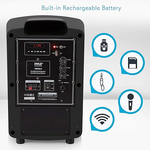 Miniatura 3 de Pyle Sistema de altavoces PA Bluetooth portátil con micrófono inalámbrico - Sistema de sonido de karaoke para interiores y exteriores