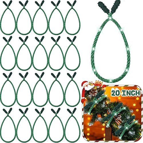 Miniatura 121 de Guirnalda de Navidad de 20 pulgadas, lazos decorativos de Navidad para barandilla, lazos giratorios reutilizables y flexibles para Navidad