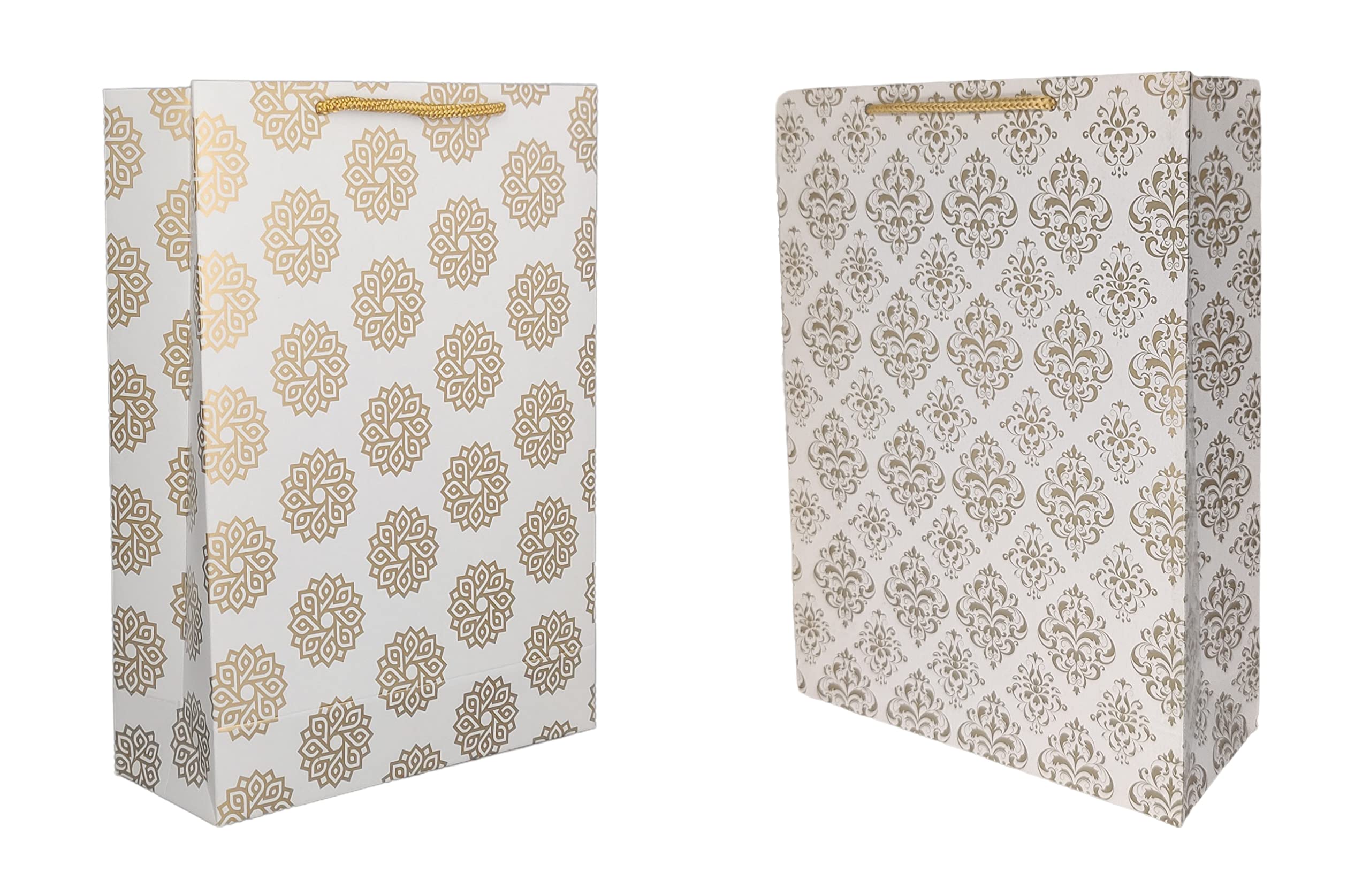 TASCHE Gold Flower and Gold Chakras Printed Assorted Design Paper Carry Bags | Gift Bags for Return gifts, Birthday and presents (28 * 20 * 7.5 CM) (Pack of 40) (B0C1KBHCY5) Amazon Price History, Amazon Price Tracker