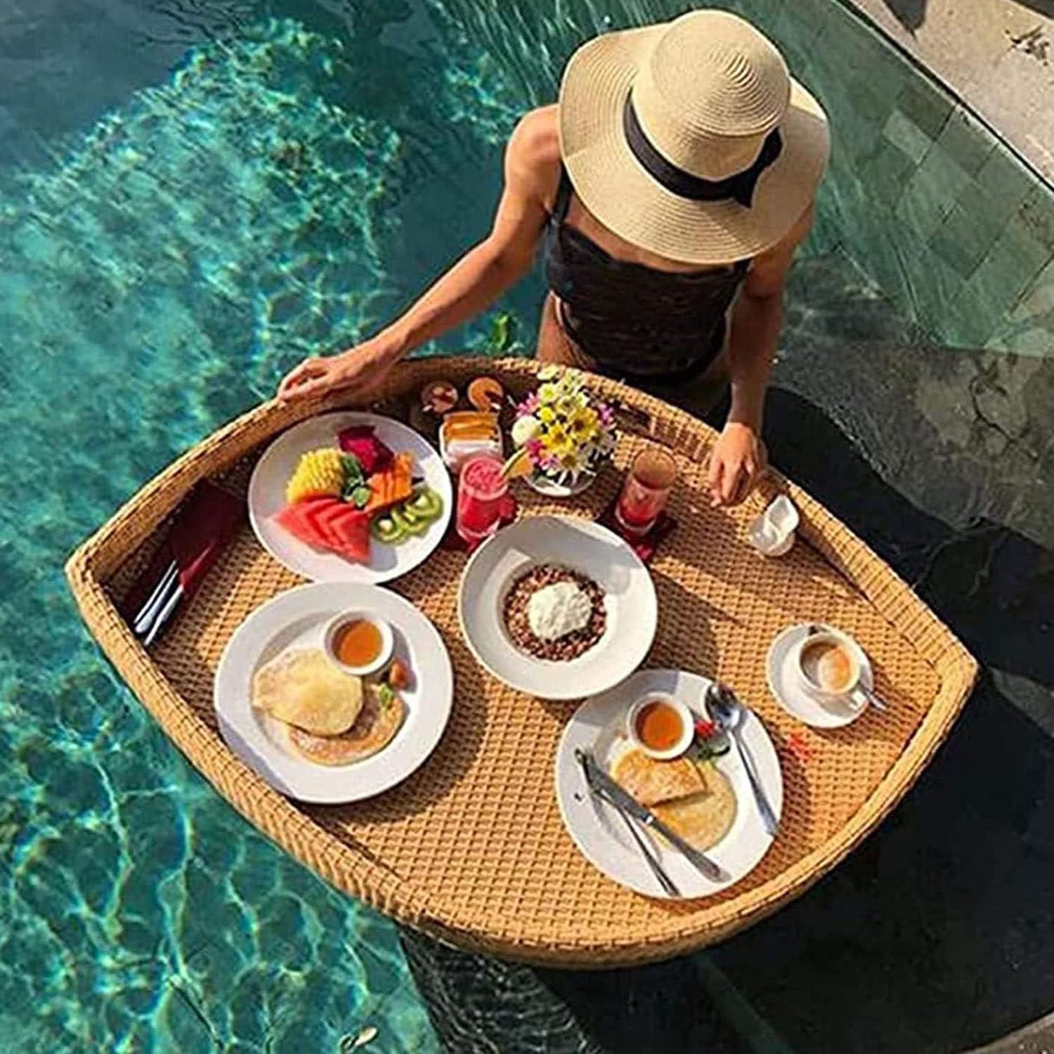 Vassoio Galleggiante Per Piscina Vassoio Galleggiante Per Tavolo Da Biliardo,Vassoio Per La Colazione Con Maniglie,Tavolo Con Vassoi Galleggianti,Beige