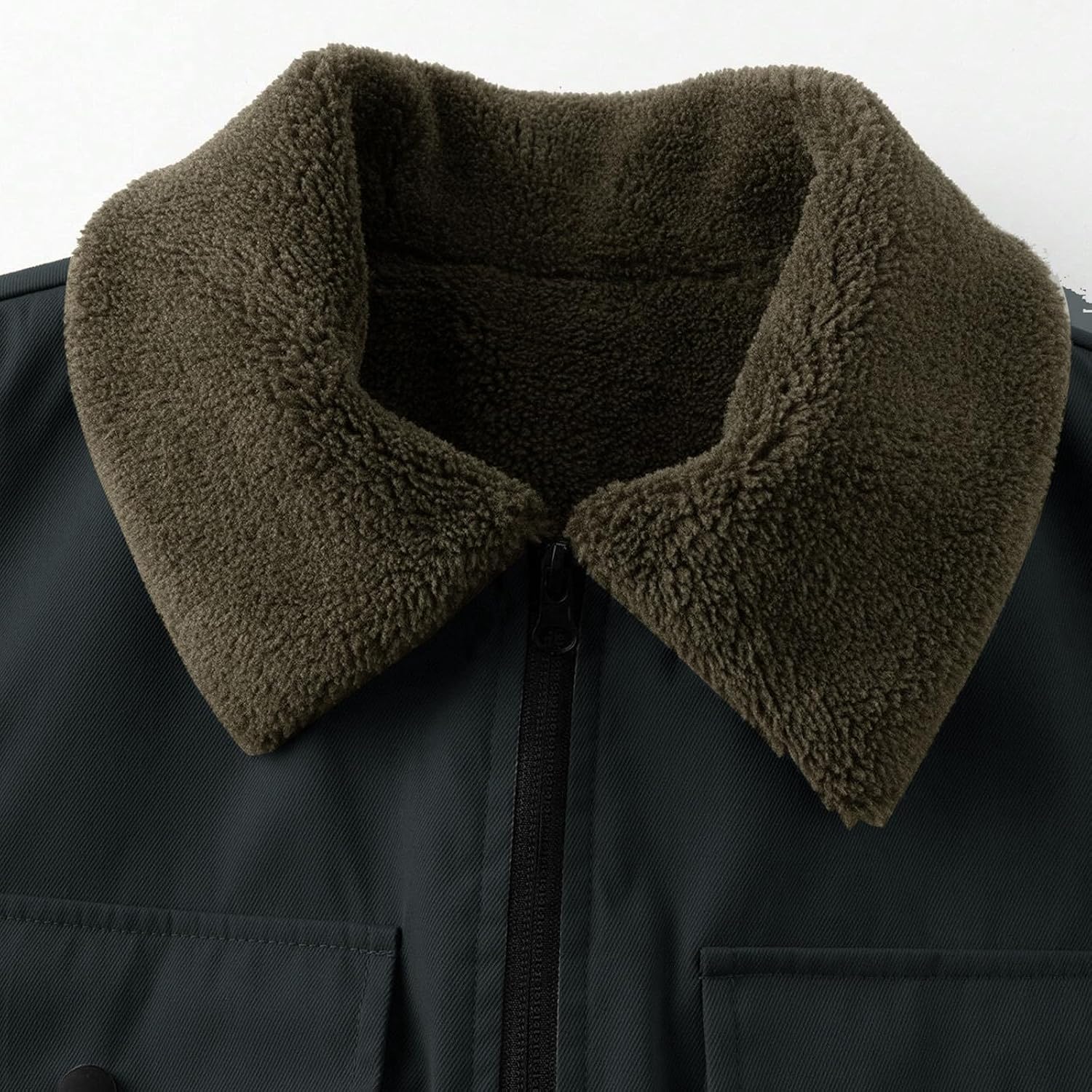 Men's Winter Lapel Cargo Trucker Work Cotton Jacket Coat Warm Utility Coat for Outdoor Hiking Camping