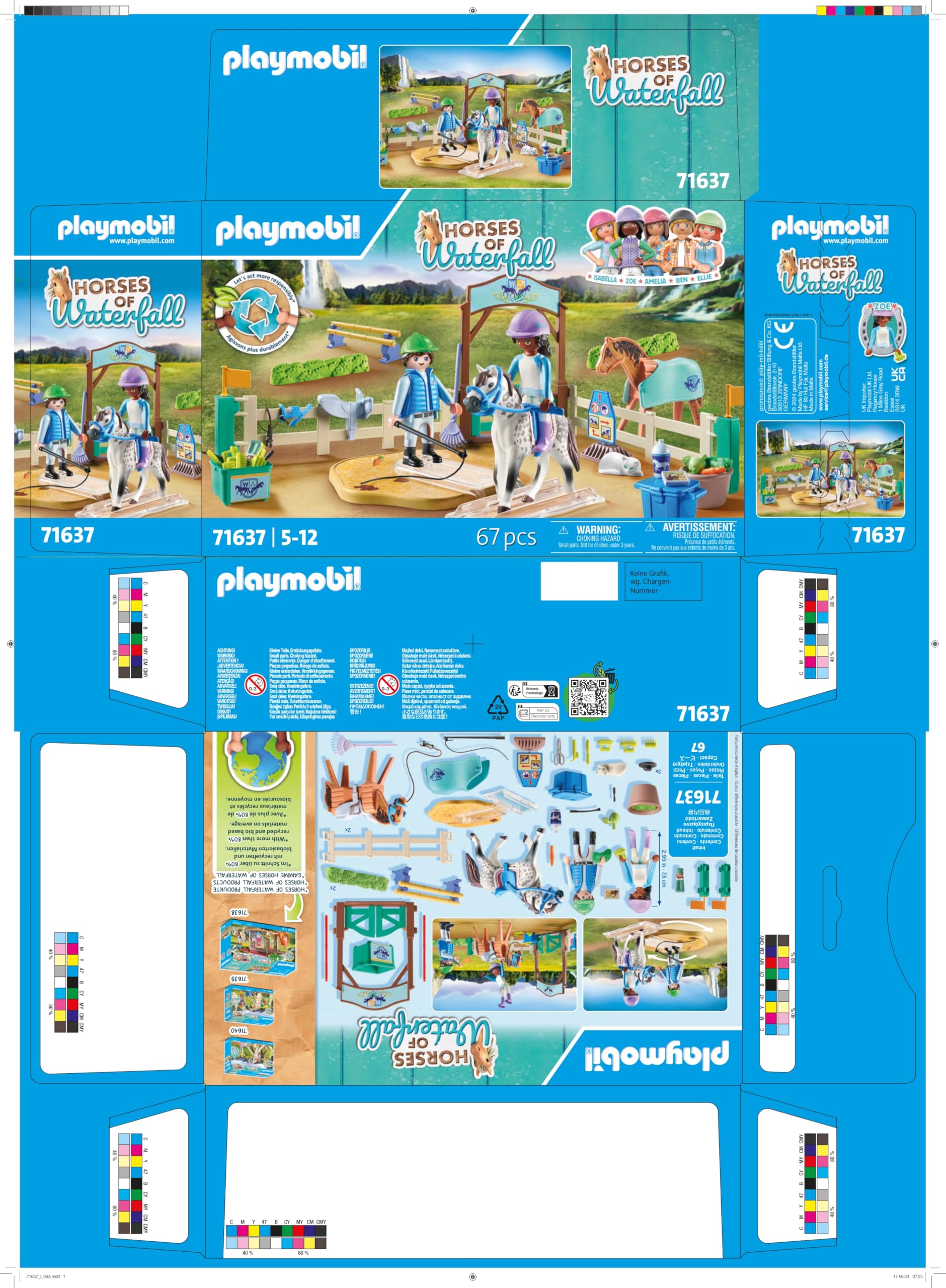 Playmobil 71637 Ecole d'équitation - Horses of Waterfall - Comprenant Un Plateau tournant, Un Cheval et des Accessoires d'équitation variés - Dès 5 Ans