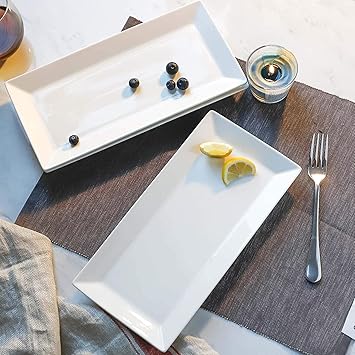 Acrylic Premium Rectangular Serving Plate Use Multipurpose Tray for Snacks, Food and Salads Dessert Plate, Pack of 3 (White)