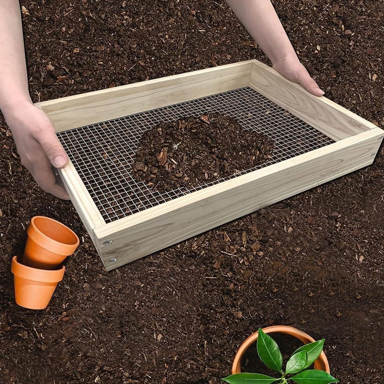 Setaccio Manuale Per Terreno 50x44cm - Multifunzionale Per Giardinaggio, Ghiaia E Bonsai