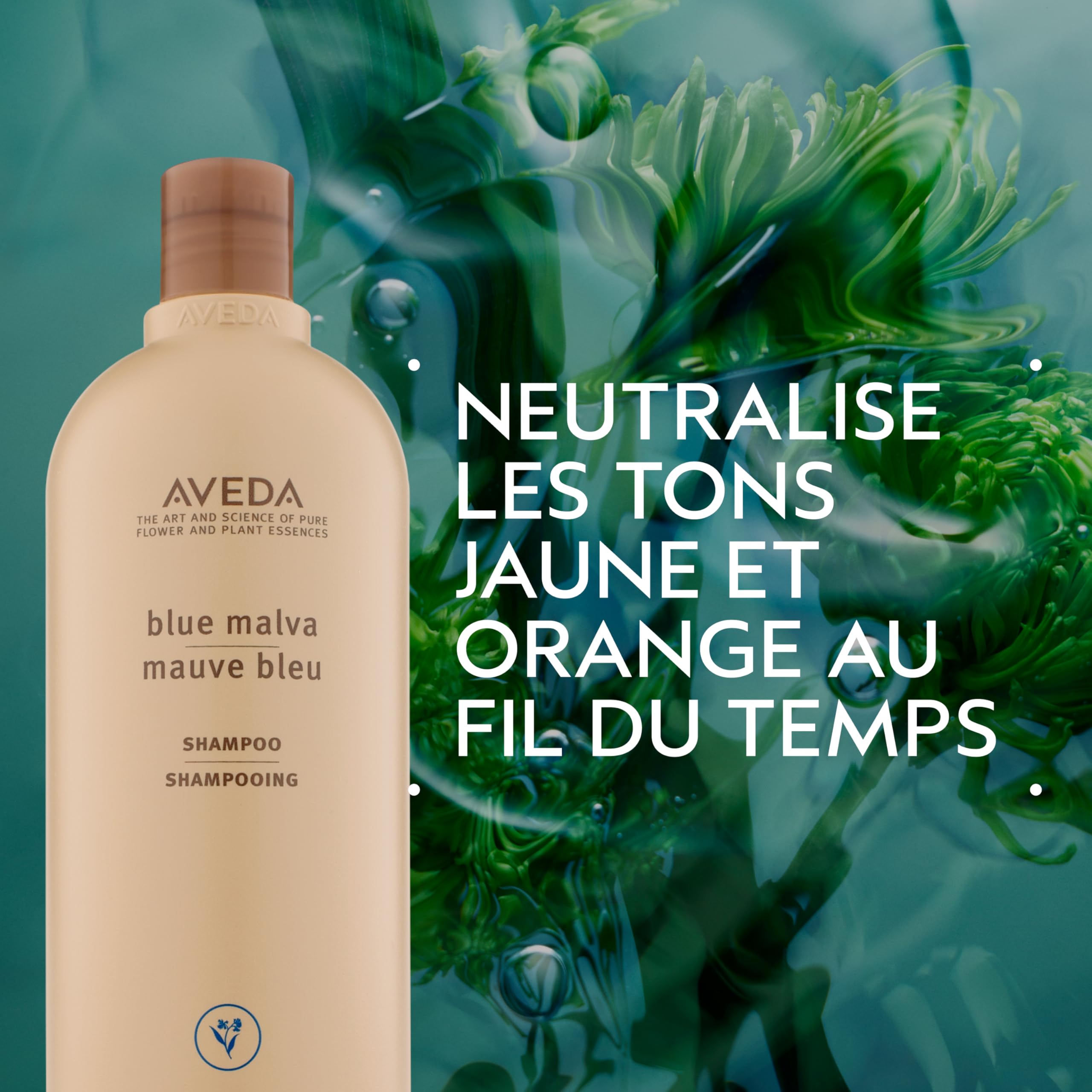 Aveda Blue Malva Shampooing | Shampooing violet pour cheveux blancs, gris et blonds | Neutralise les reflets cuivrés, 1000 ml