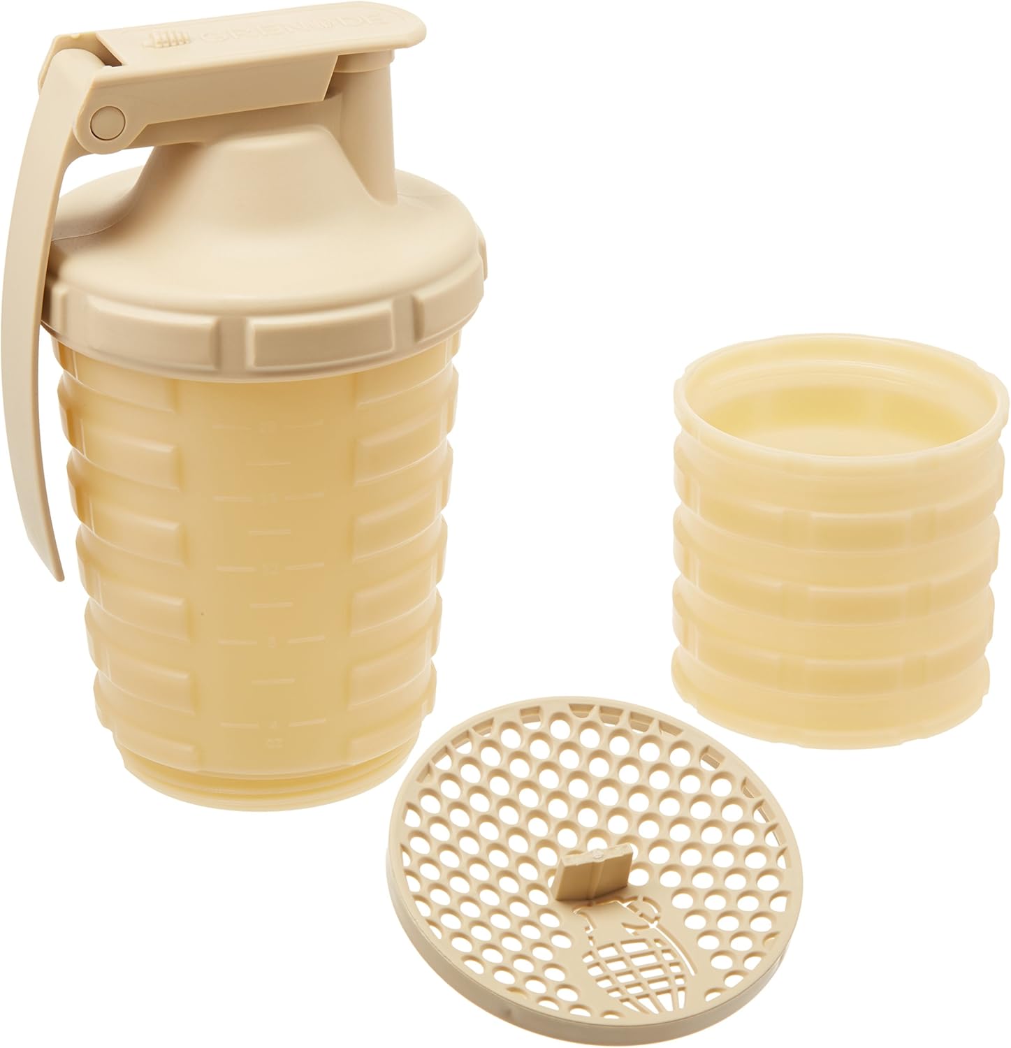 Grenade Shaker Bottle Protein Cup with Storage Compartment Leak Proof Strainer