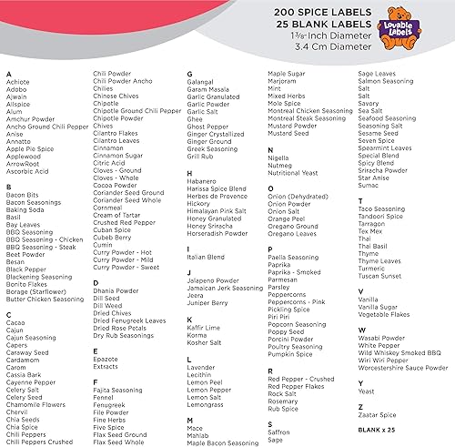 Miniatura 4 de Lovable Labels Etiquetas para tarros de especias de pizarra  200 preimpresas + 25 calcomanías en blanco para escribir aptas para lavavajillas e