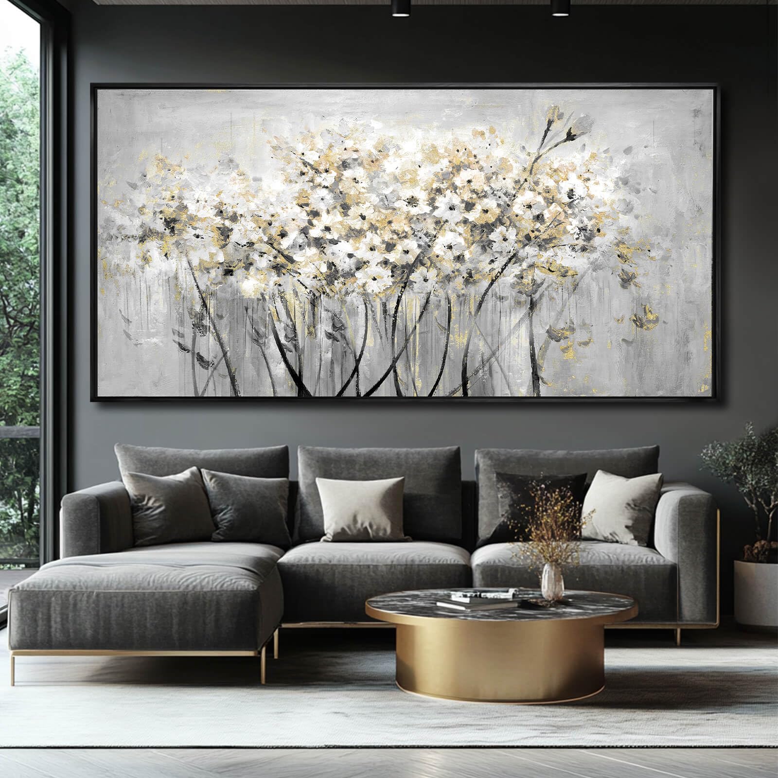 VAYIMDH Green Wall Art Flowers Wall Decor Floral Paintings Extra Large Artwork Arts Nature Pictures for Home Office