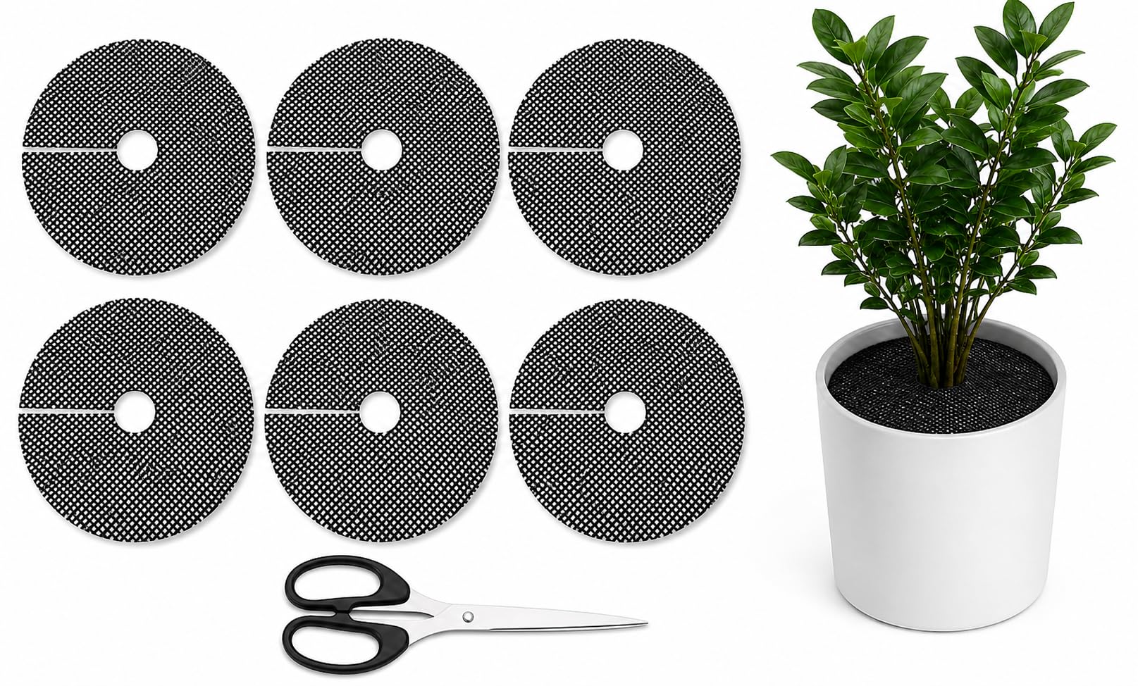 6Pcs Plant Pot Grids ,Flower Pot Soil Guard for Outdoor with Free Scissors