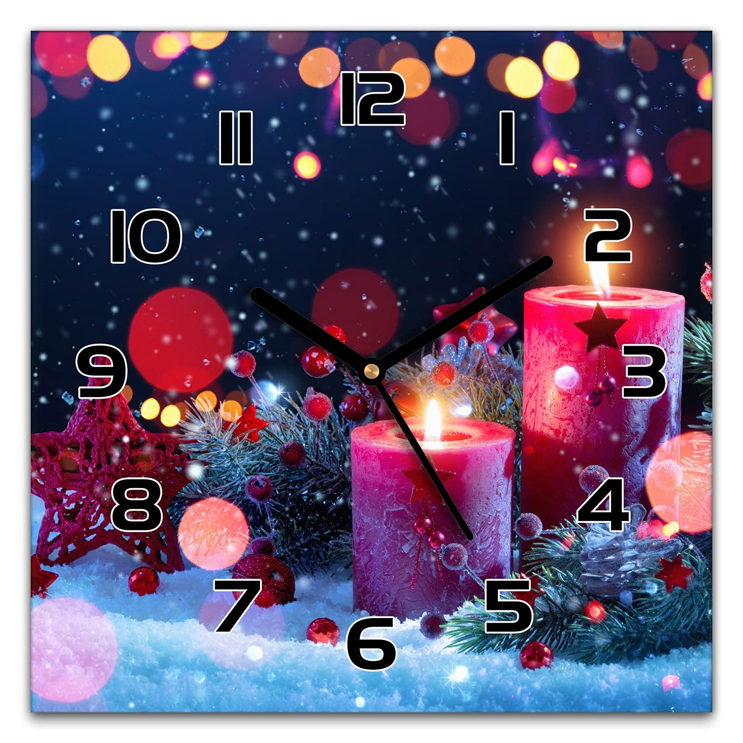 Horloge en verre silencieux Coloray décorative avec aiguilles noires
