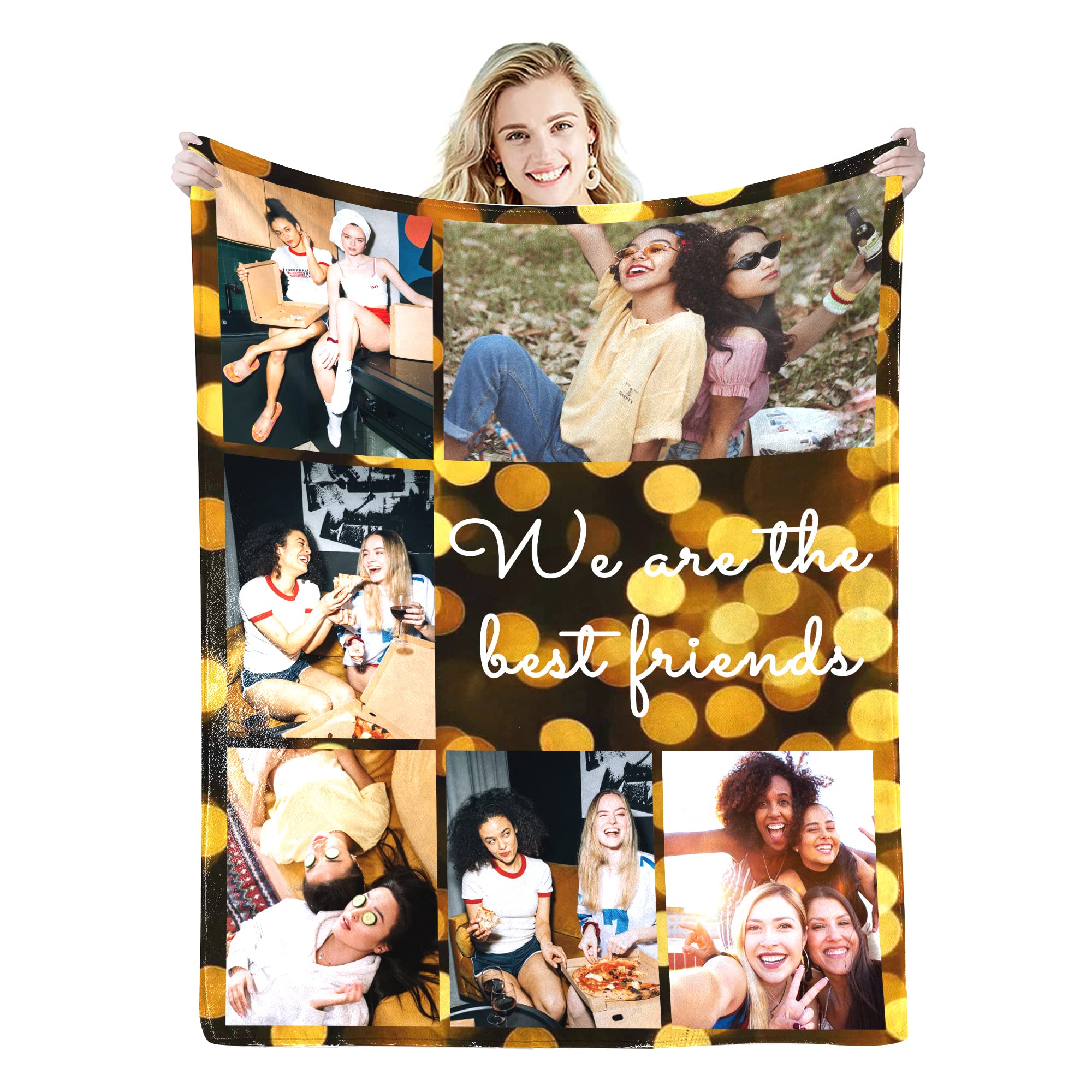 Personalised Blanket,Custom Blanket with Words Picture Collage Customized Blankets, Birthday Souvenir Gifts Personalized Throw Blanket for Father, Mom, Kids, Dogs, Friends or Lover