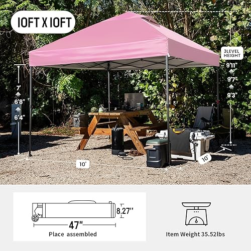 Miniatura 2 de CROWN SHADES Tienda de campaña desplegable de 10 x 10 pies – Cierre central patentado de un empuje, toldo instantáneo para exteriores con bolsa