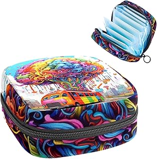 RODAILYCAY Period Bags for School, Sanitary Napkin Storage Bag for Feminine Pads, Brain and Bus Ladies Menstrual Cup Pouch Sanitary Pads Organizer