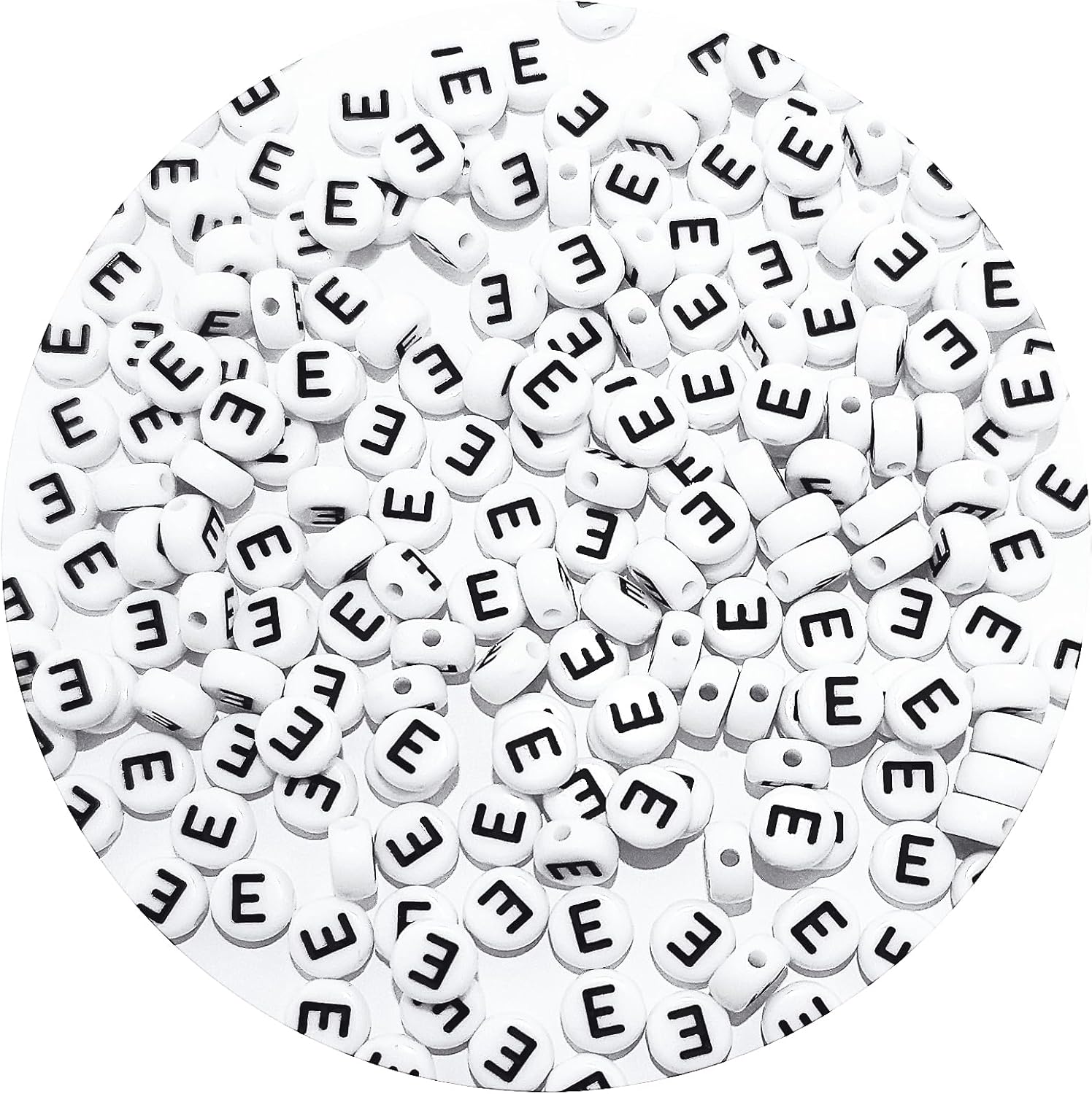 Round Letter Beads 4x7mm Acrylic Alphabet Beads E for Bracelets Making Keychain