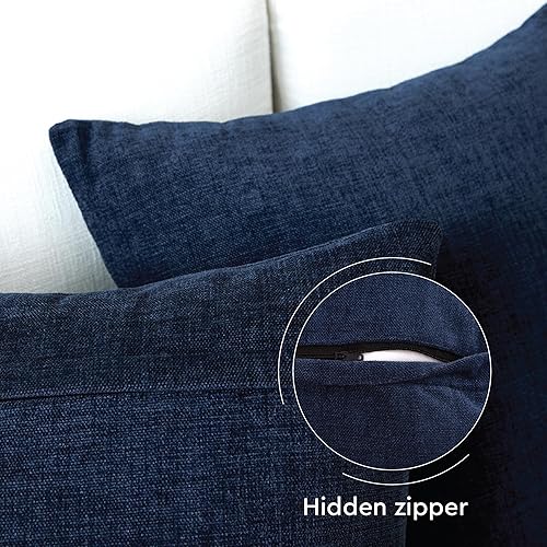 Miniatura 3 de Encasa - Juego de 2 fundas de almohada de felpilla gruesa, color azul marino, (20 x 20) (19.7 x 19.7 in), fundas de almohada cuadradas decorativas