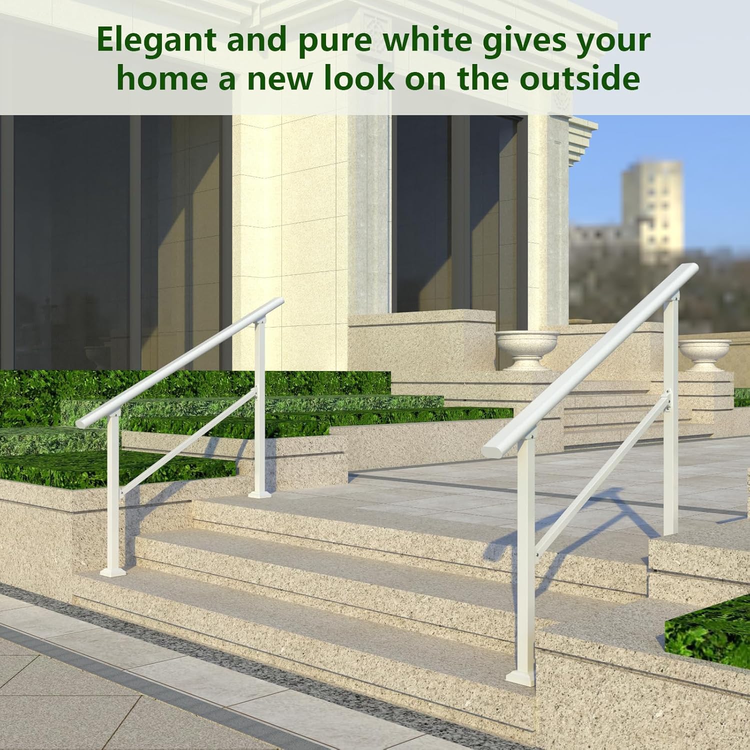 Hand Rails for Outdoor Steps, 2 Step Handrail Stair Railing for Seniors for Porch Railing Deck Hand Rail Easy to Install and Sturdy