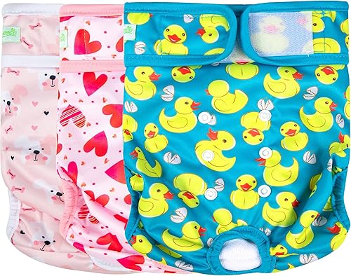 Miniatura 18 de wegreeco Pañales lavables para perras, pañales reutilizables altamente absorbentes para perritas en celo para el ciclo de calor, paquete de 3
