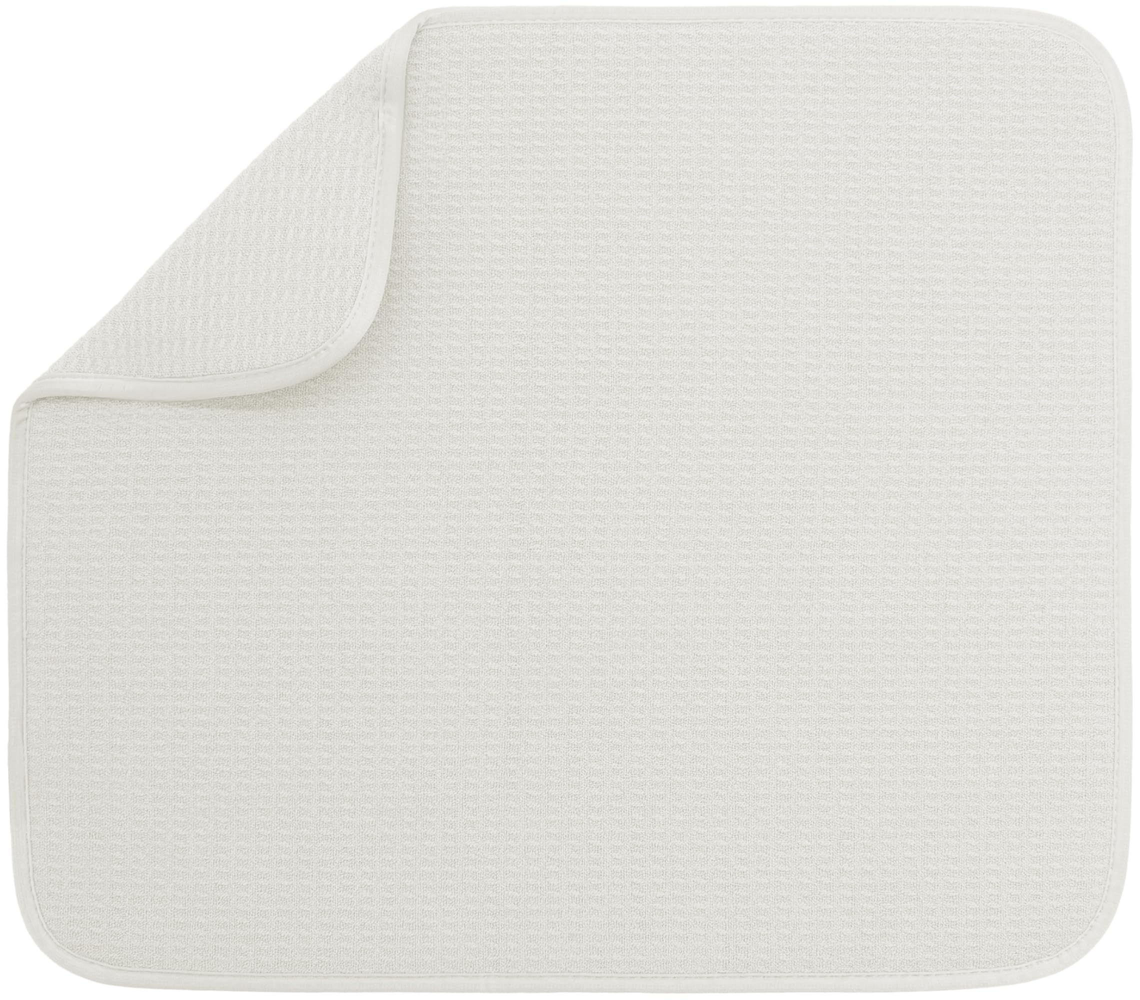S&T INC. Dish Drying Mat, 16” x 18”, Absorbent Microfiber Kitchen Counter Mat, Dish Drying Pad for Dishes, Utensils, Pots and Pans, Large, Cream