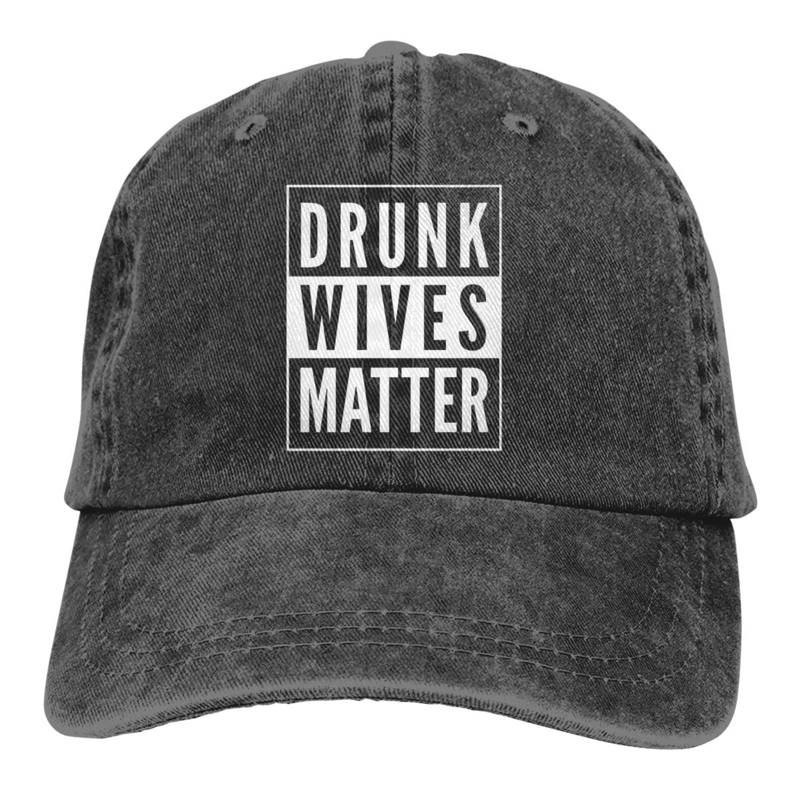 ATOurDealss Cowboy Cap Baseball Cap Drunk Wives Matter Denim Hats Adjustable Trucker Hats Dad Cap