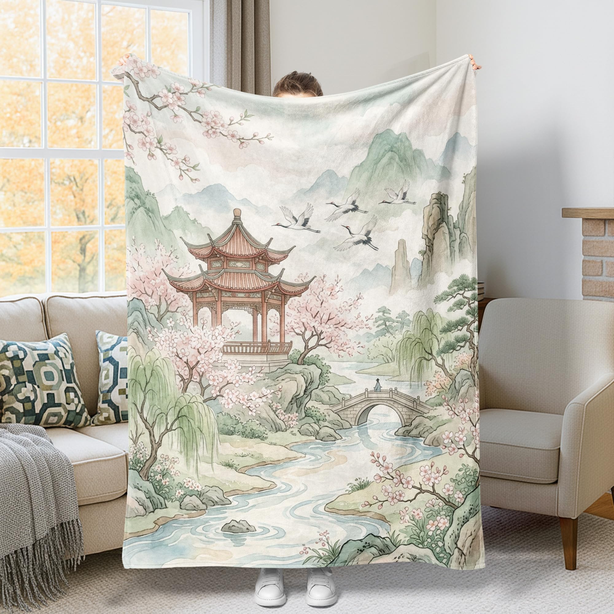 Couverture lit et salon Pagoda en maille fine au design sophistiqué