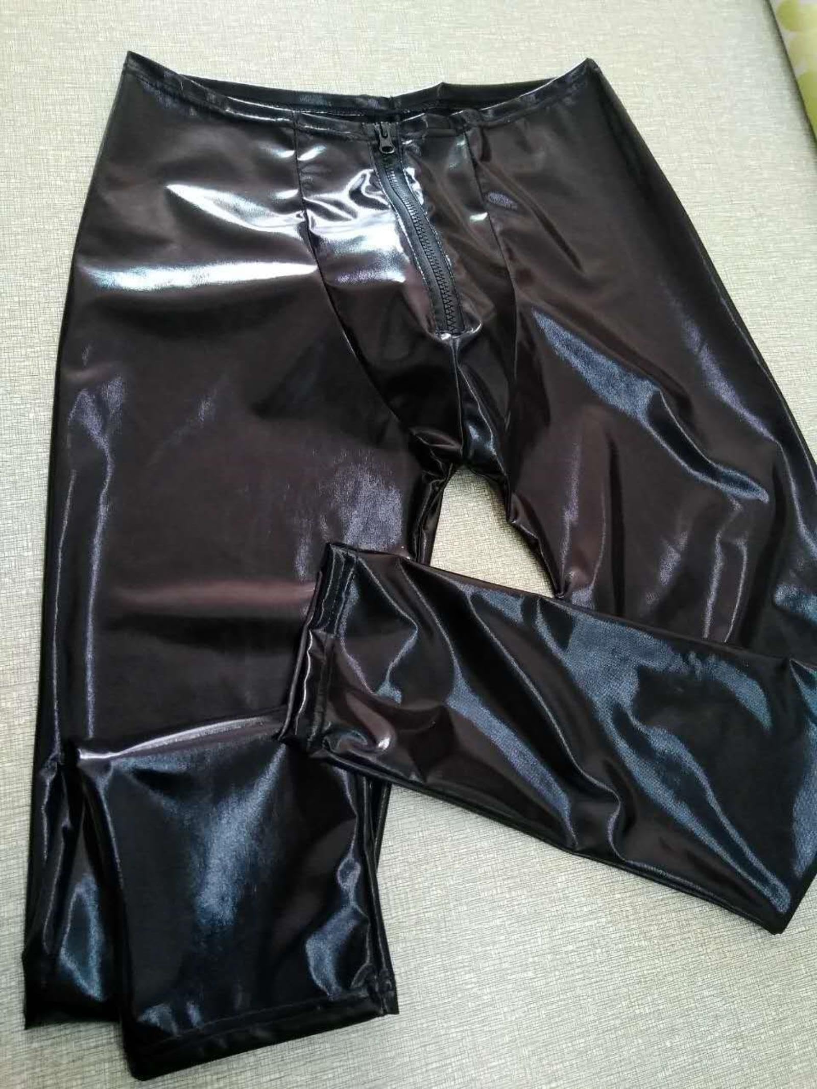 VOIV Uomini Latex Ecopelle PVC Sexy Club Dance Wear Uomo Leggings Pantaloni Stage Performance