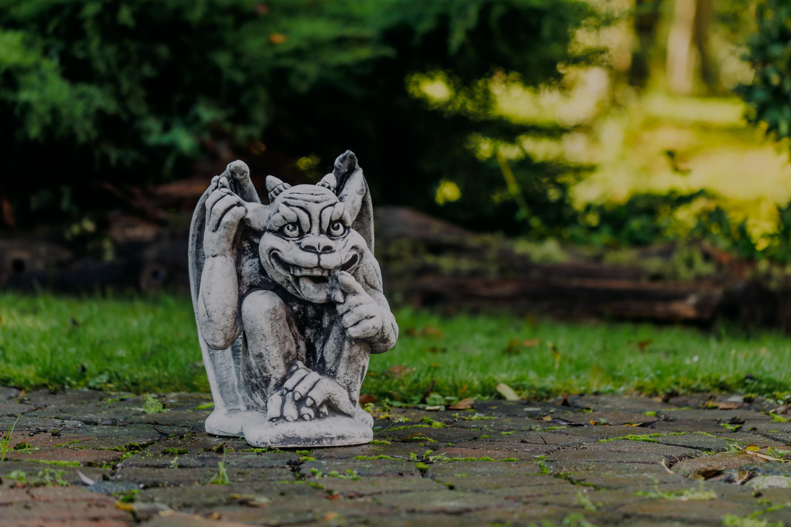gartendekoparadies.de Grande Statue Amusante gargouille Le Fou Gardien en Pierre reconstituée, résistant au Gel