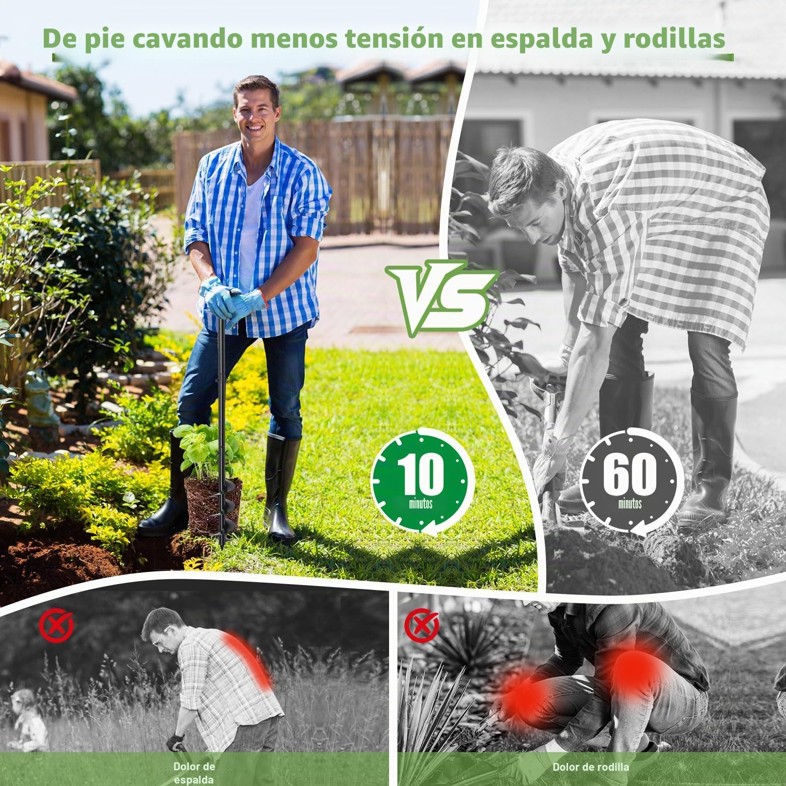 Excavadora de agujeros para postes, 96 cm de largo, Ø150mm barrena manual de tierra perforadora de agujeros para postes con mango antideslizante, barrena manual en espiral para cultivo