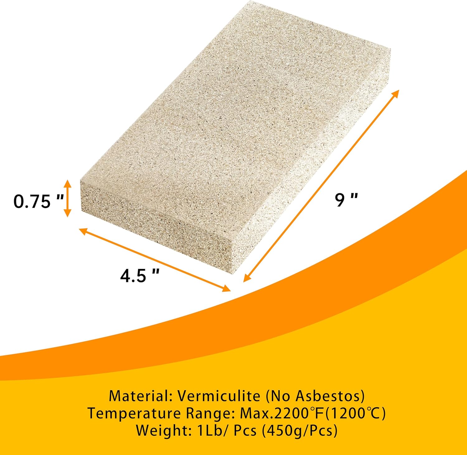 Firebricks,Fire Bricks for Wood Stove,High Temperature Resistant Vermiculite Bricks(2700F),Cuttable and Drillable,Ideal for Wood Stoves and Fireplaces,Size 9" x 4-1/2" x 3/4", 12Pack