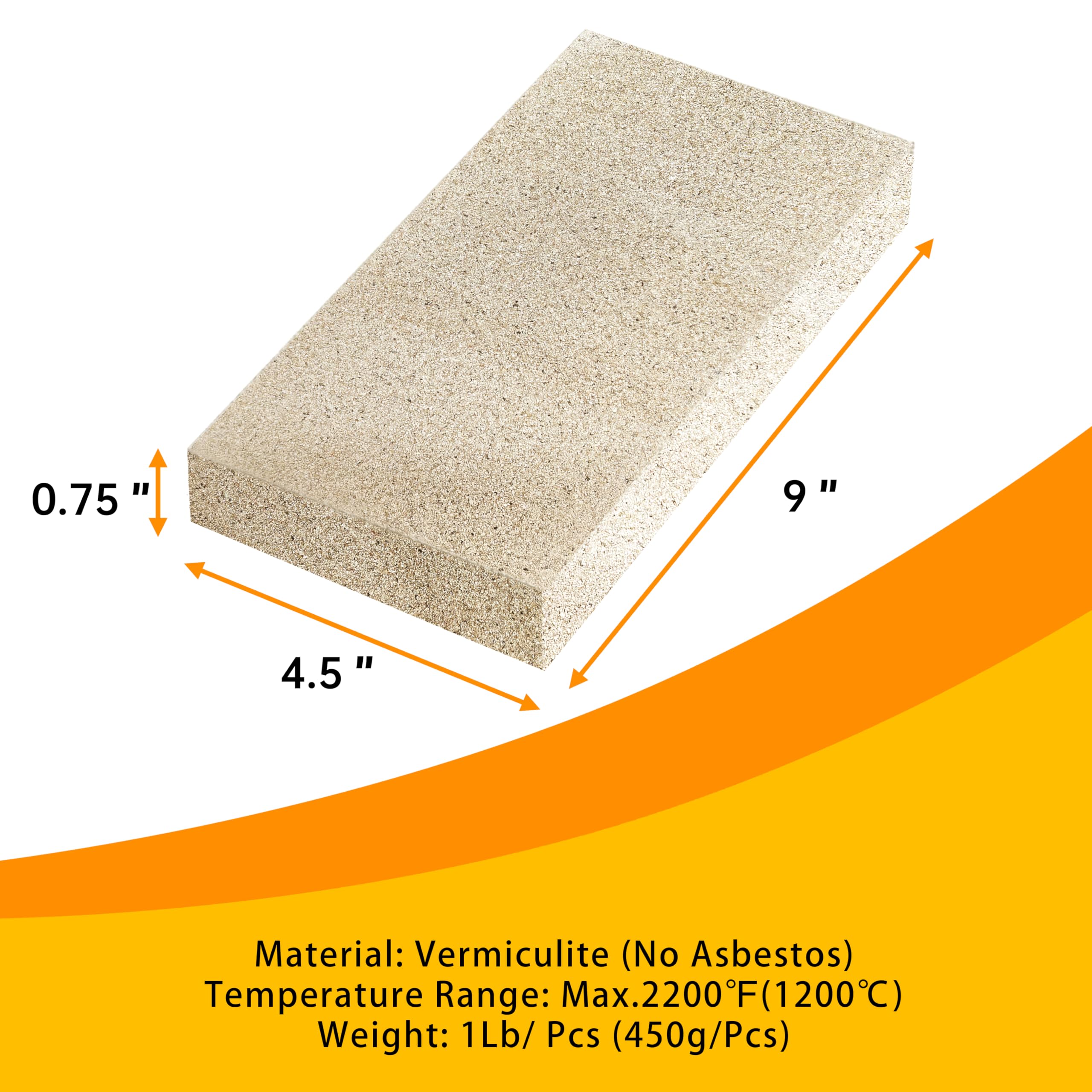 Ladrillos refractarios, ladrillos refractarios para estufa de leña, ladrillos de vermiculita resistentes a altas temperaturas (2700 F), cortables y perforables, ideales para estufas de leña y