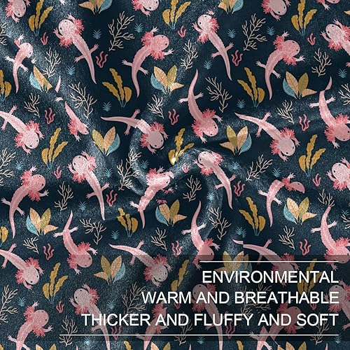 Miniatura 7 de KLL Aquarium Scene Axolotl Sea Flannel Fleece Blanket Spring Fluffy Blanket Flannel Microfiber Throws 60"x90" for Bed, Office, Office Cozy Plush