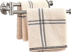 KES Kitchen Swivel Towel Bar 9-Inch, Swivel Towel Rack for Dish Towel, Double Towel Bar 2-Arm Wall Mounted, SUS 304 Stainless Steel, Brushed Finish, A2106S23-2