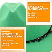 Vista 4 de Yahenda 12 sombreros clásicos de ala ancha para mujer, sombrero de Panamá de fieltro ajustable a granel con hebilla de cinturón, sombrero de ala