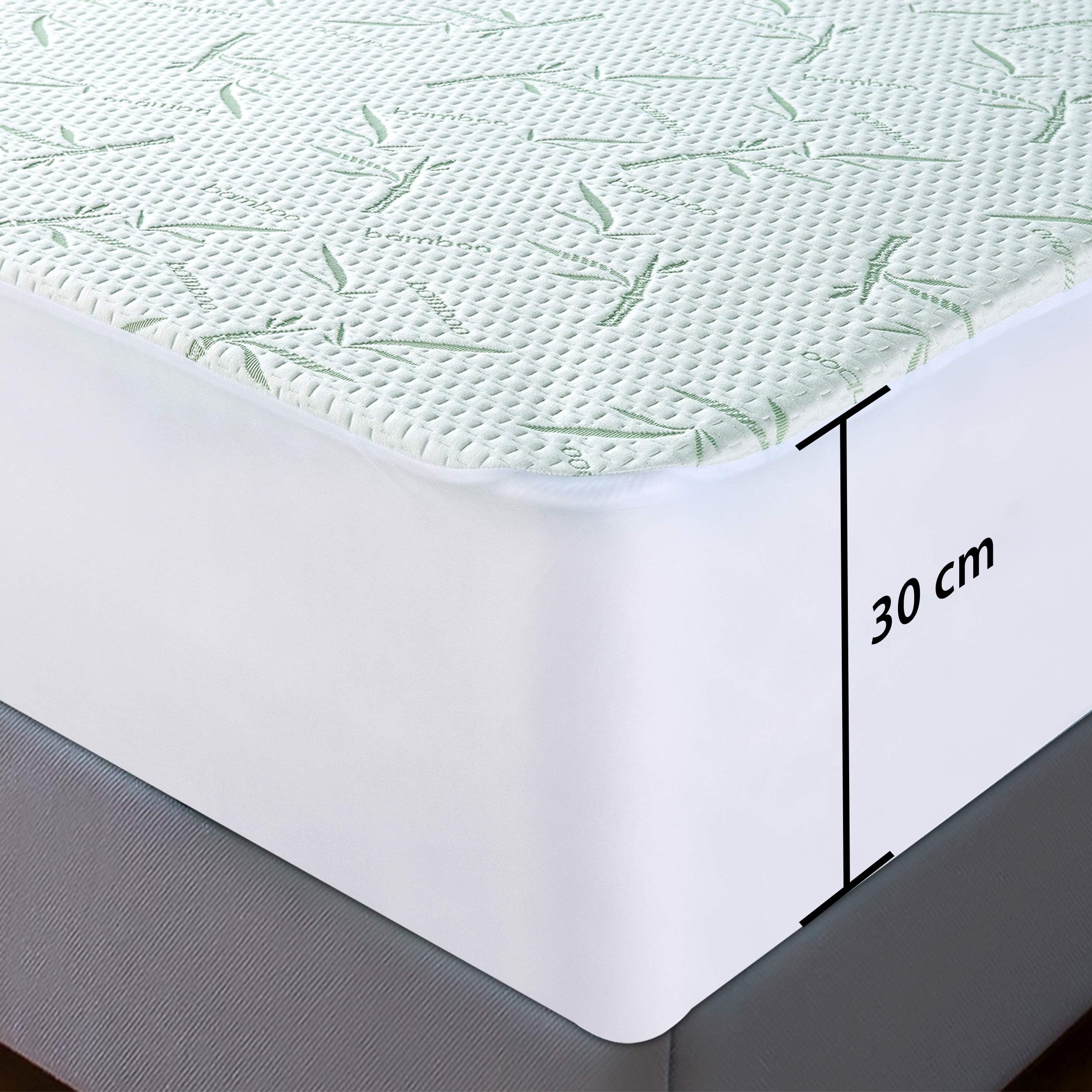 Utopia Bedding Coprimaterasso Matrimoniale Impermeabile 180 x 200 x 30 cm, Certificato OEKO-TEX, Proteggi Materasso, Traspirante, Lavabile, Stile Montato Tutto Intorno Elastico