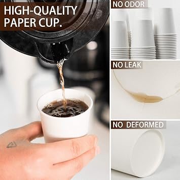 Vumdua 300 Pcs 6 oz Disposable Paper Cups, Hot Cold Beverage Drinking Cup for Coffee, Water, Tea, Juice, Espresso & Cortado (White)
