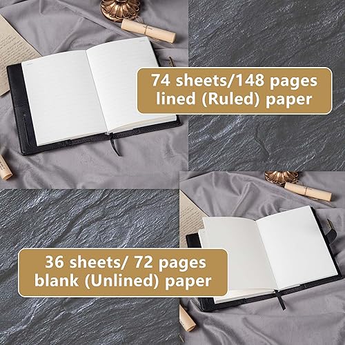 Vista 4 de Dragon - Diario de cuero, cuaderno de tapa dura, diario recargable con cerradura, diario de escritura en papel en línea/en blanco con cerradura