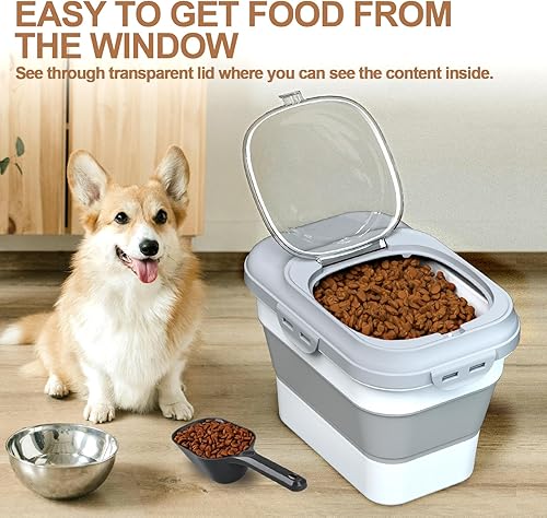 Miniatura 4 de Contenedor de almacenamiento de comida para perros, pequeño, de 10 a 13 libras, plegable, para perros y gatos, con tapa abatible transparente