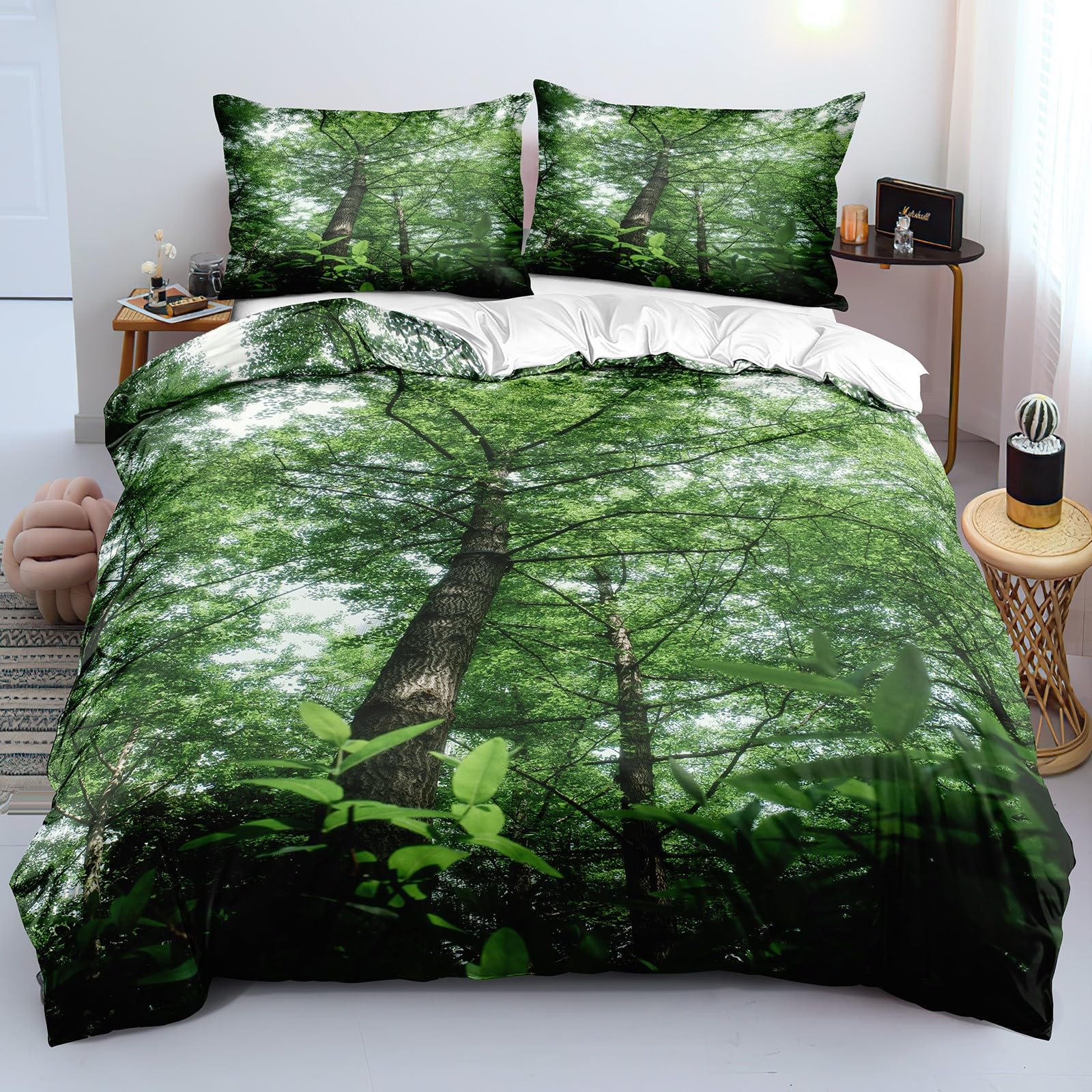 Housse de Couette 140x200 Arbre en microfibre douce avec 2 taies d'oreiller