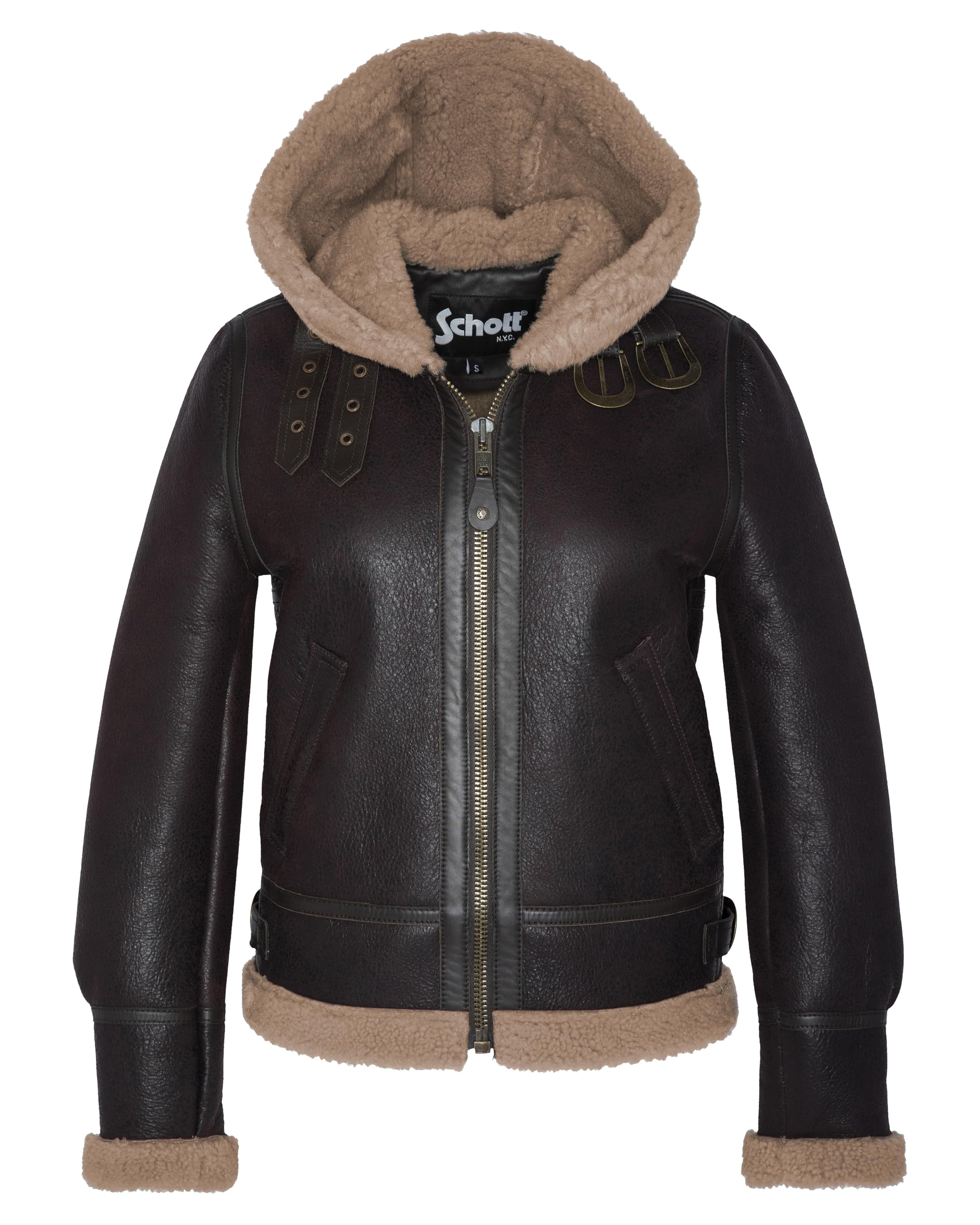 Schott NYC Kurtka skórzana damska, Cordovan, L