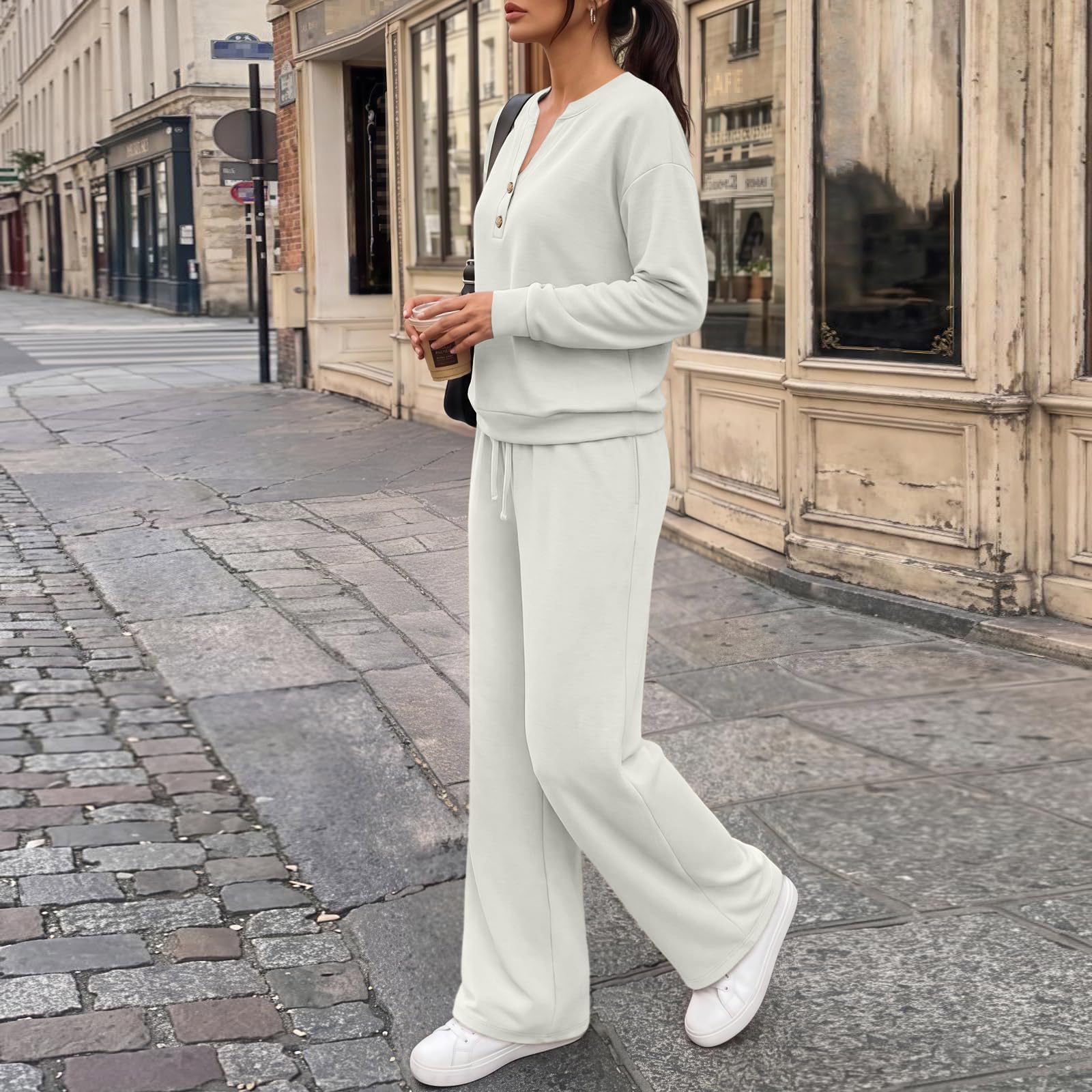 Genérico Chándal mujer, Conjunto de dos piezas largos, sudadera sin capucha y pantalón jogging, Conjunto correr, cómodos para otoño e Invierno entrenamiento