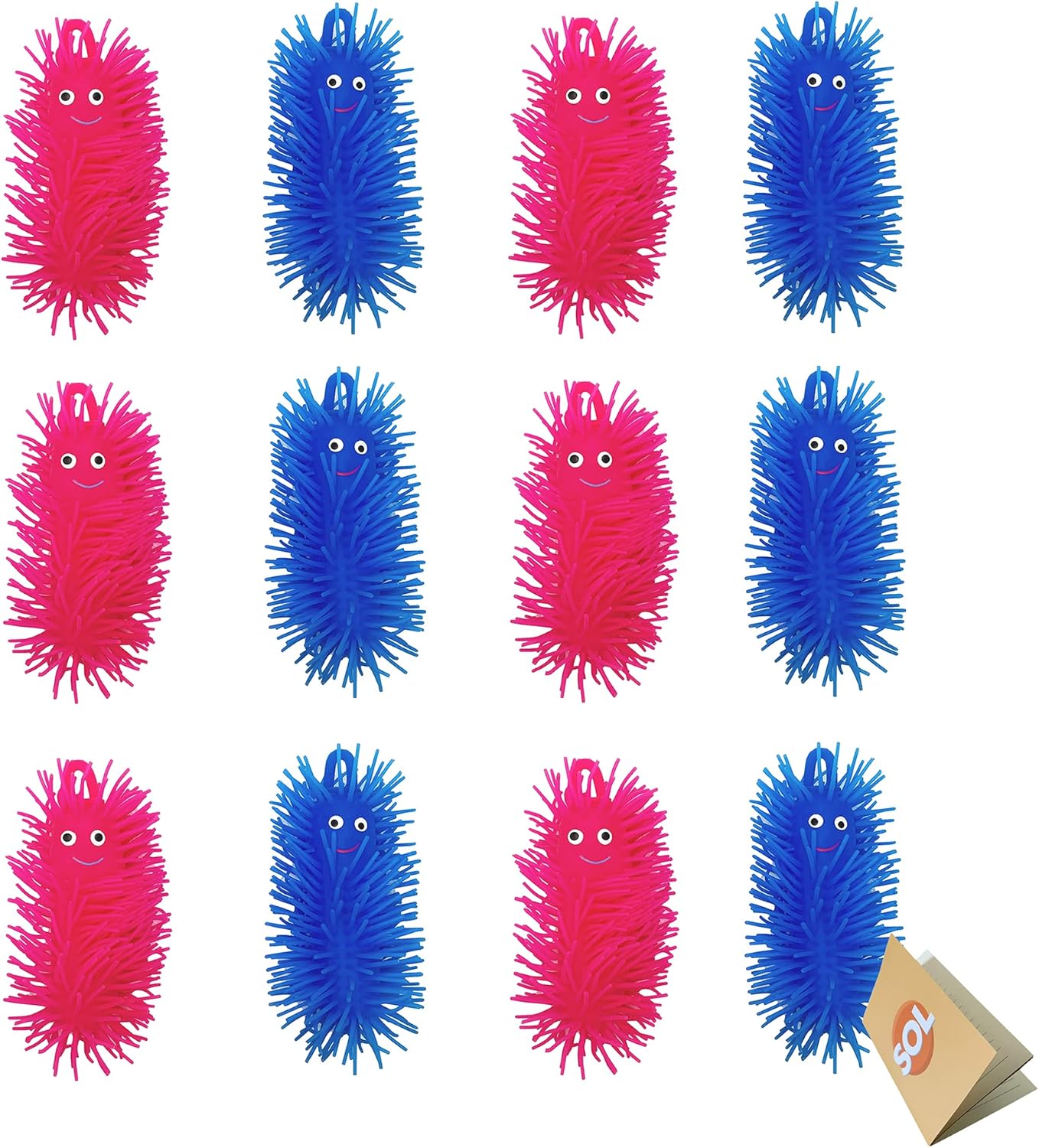 Flashing Caterpillar Light Up Sensory Toy 12pk Fidget Worm Toy For