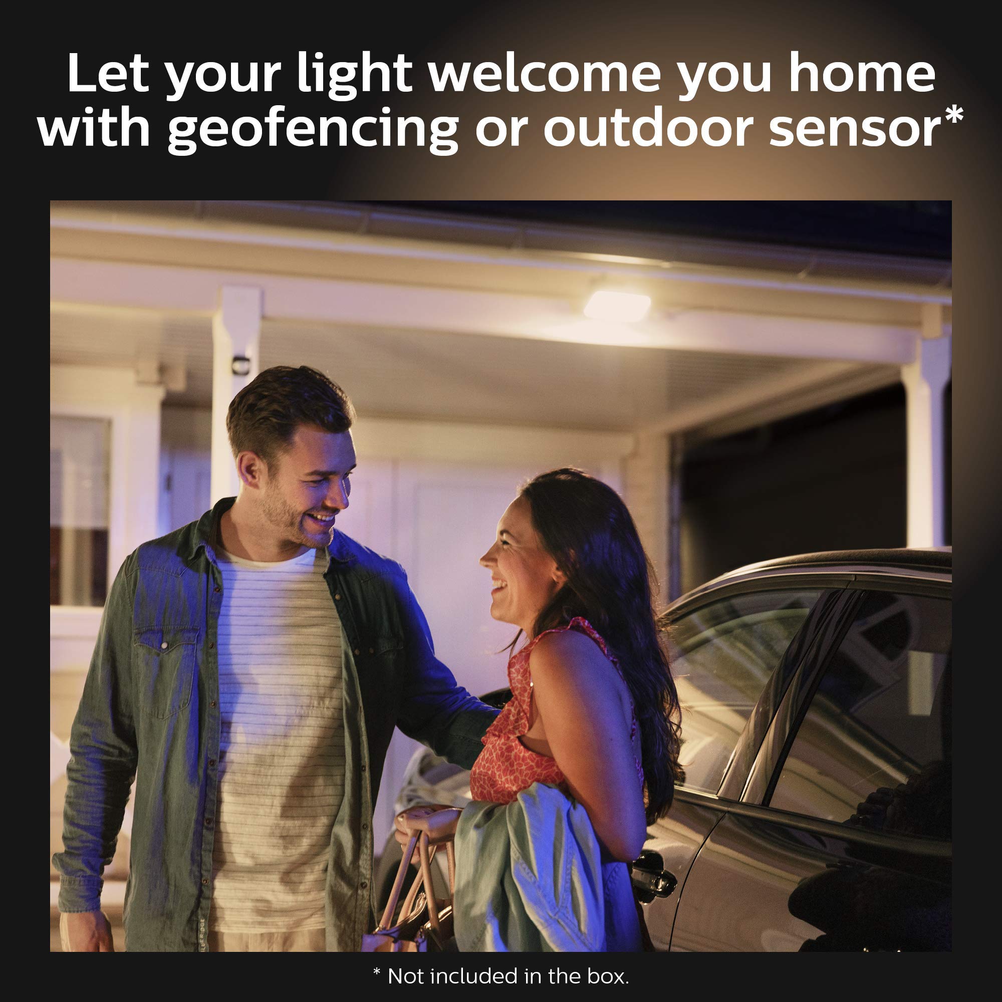 Philips Hue White Projecteur Extérieur Welcome Aluminium Noir + Hue Détecteur de Mouvement Extérieur Noir
