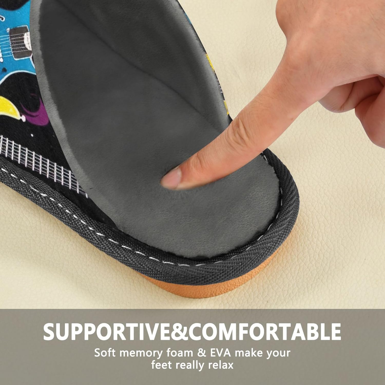 Guitar House Slippers – Cozy Fuzzy Slippers for Guests, Washable & Disposable, Perfect for Shoeless Home, Spa & Hotel Use A110131