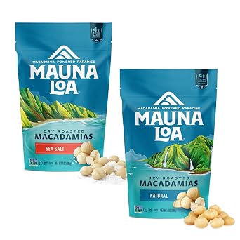 Mauna Loa Sea Salt Roasted and Unsalted Roasted Macadamia Nuts, 7 oz Resealable Bag, Keto Friendly, Gluten Free, Healthy Hawaiian Snack