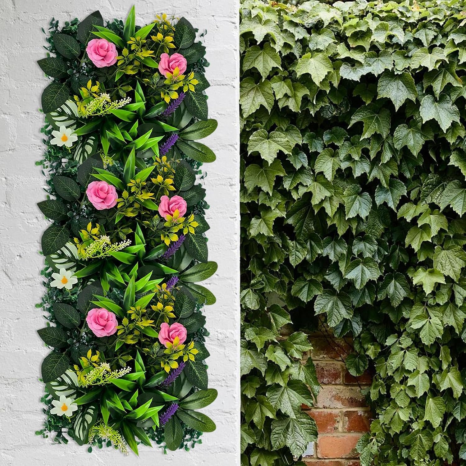 Greenery Wall Panels 4 Pieces Artificial Greenery Privacy Hedge Screen