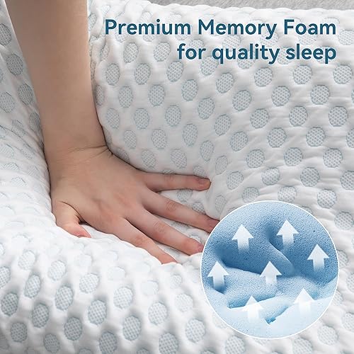 Miniatura 5 de Hcore Almohada de espuma viscoelástica, almohada ortopédica cervical con contorno de cuello para dormir de lado, espalda, estómago, almohada