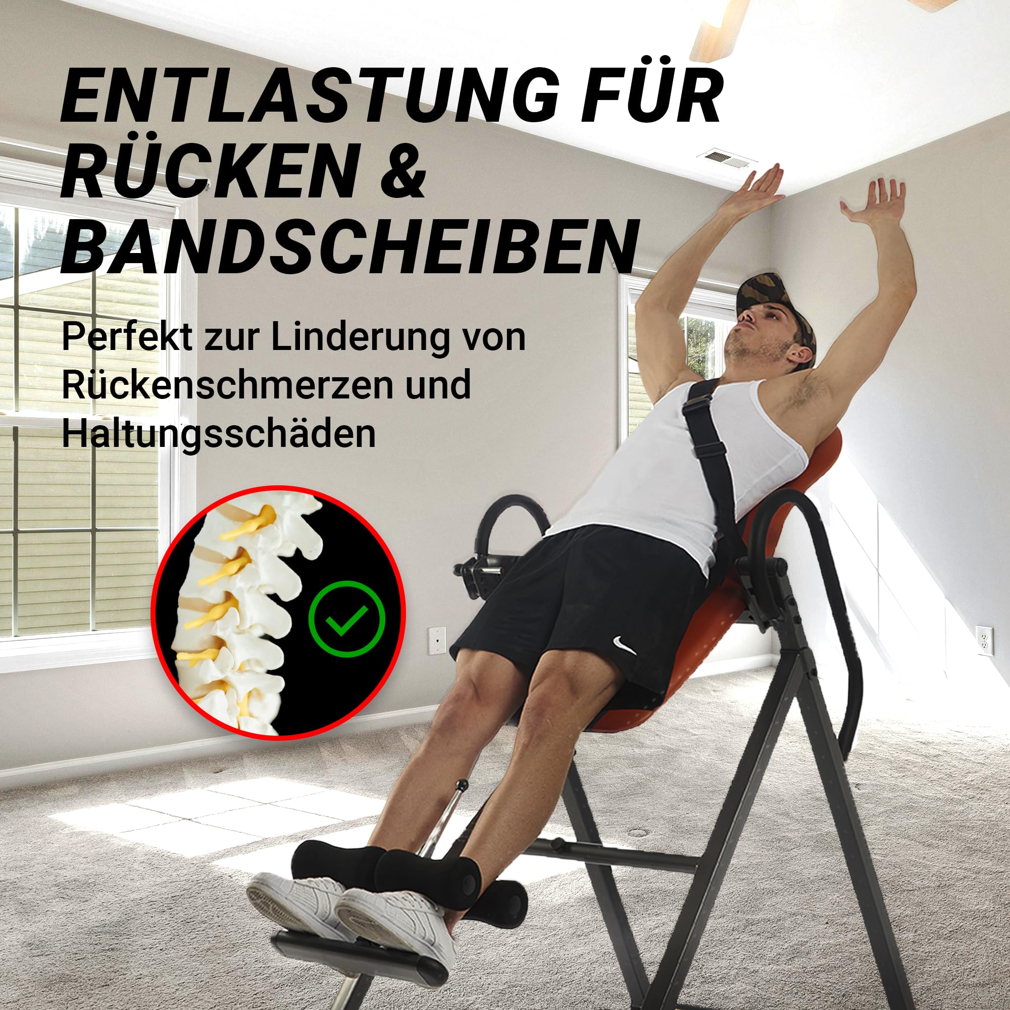 BODYCOACH Schwerkrafttrainer Streckbank Rücken & Wirbelsäule Inversionstisch Neigung Winkel verstellbar stabil bis 130 kg