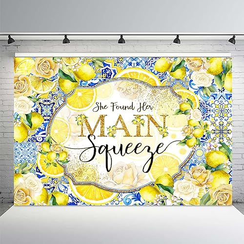 Miniatura 2 de MEHOFOND Telón de fondo de despedida de soltera de limón She Found Her Main Squeeze Bride to Be Bachelorette, suministros de fiesta de verano,
