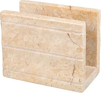 Creative Home Natural Champagne Marble Napkin Holder Stand Tissue Paper Dispenser Dining Table Kitchen Countertop Organizer, Panda Collection, 5.8 x 3 x 4.5 H Inch